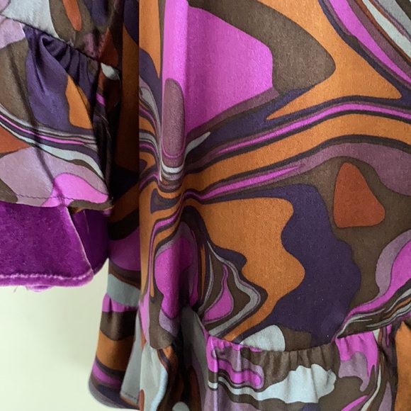 Nanette Lapore Silk Charmeuse Velvet Flouncy Top - Picture 3 of 10